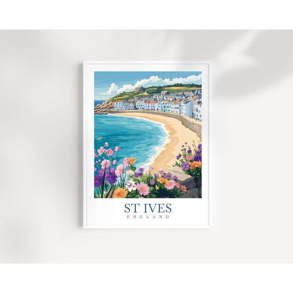 Saint Ives Cornwall Seaside Wall Art Print, Coastal Travel Home Decor