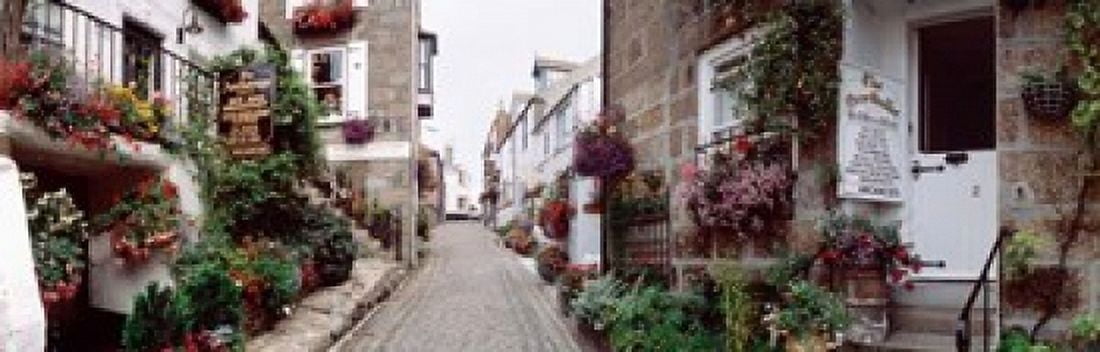Saint Ives Street Scene Cornwall England Canvas Art - Panoramic Images (38 x 12)