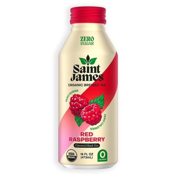 Saint James Red Raspberry Organic Black Tea, 16 fl oz Bottle