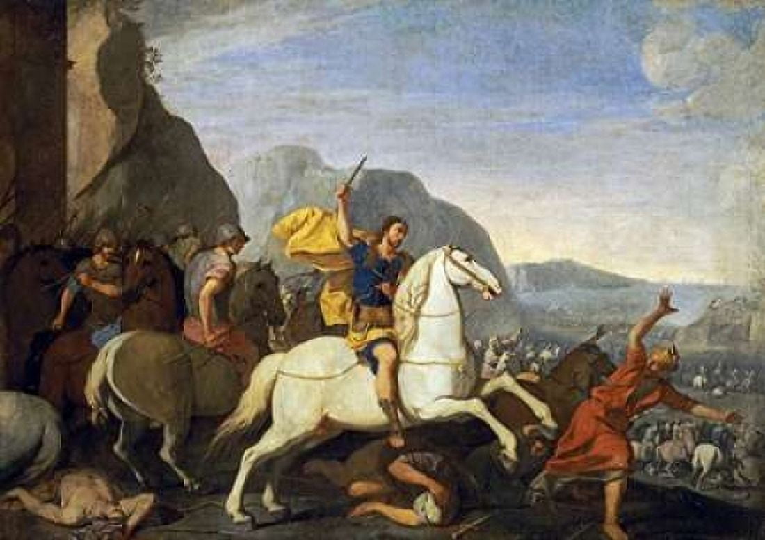Saint James at The Battle of Clavijo Canvas Art - Aniello Falcone (20 x 28)