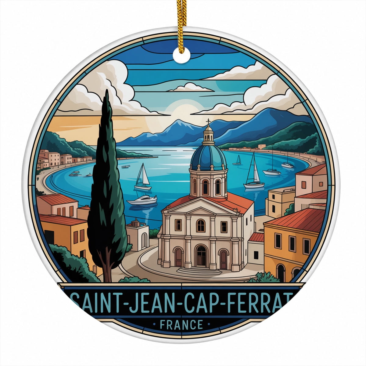 Saint-Jean-Cap-Ferrat Destination Travel Ornament, France Christmas ...