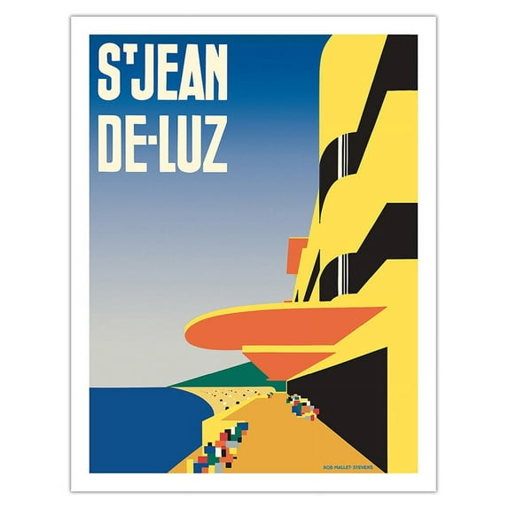 Saint-Jean-de-Luz France - Basque Country - Vintage Travel Poster by Gert Sellheim c.1928 - Fine Art Matte Paper Print (Unframed) 20x26in