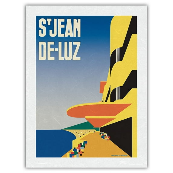 Saint-Jean-de-Luz France - Basque Country - Vintage Travel Poster by Gert Sellheim c.1928 - Japanese Unryu Rice Paper Art Print 24 x 32 in