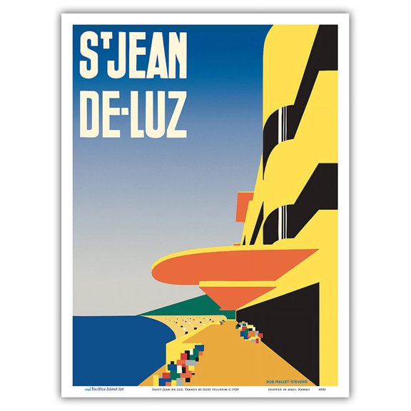 Saint-Jean-de-Luz France - Basque Country - Vintage Travel Poster by Gert Sellheim c.1928 - Master Art Print (Unframed) 9in x 12in