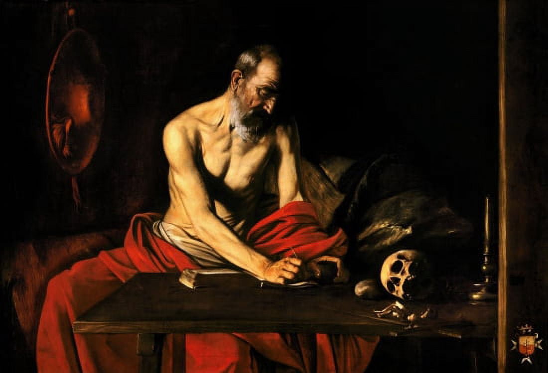 Saint Jerome Writing Canvas Art - Caravaggio (36 x 54)