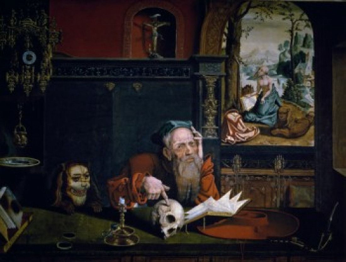 Saint Jerome in Meditation by Quinten Metsys I  (Circa 1465-1530)  Private Collection Canvas Art - Quinten Metsys (18 x 24)