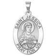 thumbnail image 1 of Saint Jessica Religious Oval Medal  - 3/4 Inch X 1 Inch - Solid 14K White Gold, 1 of 2
