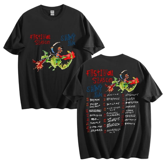 Saint Jhn Festival Season Tour Cotton Tshirt Hip Hop Short Sleeve Vintage Tops Tees