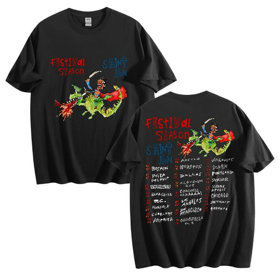 Saint Jhn Festival Season Tour Cotton Tshirt Hip Hop Short Sleeve Vintage Tops Tees
