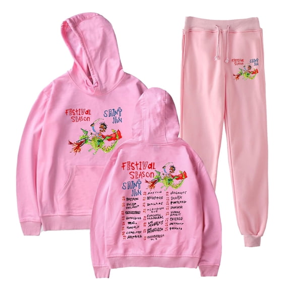 Saint Jhn Festival Season Tour Sweatsuit Unisex Fall Suit Hip Hop Hoodies Jogger Pants Sets