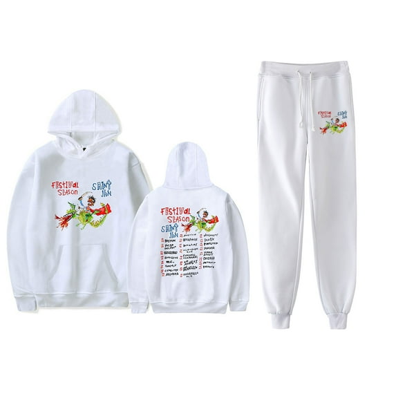 Saint Jhn Festival Season Tour Sweatsuit Unisex Fall Suit Hip Hop Hoodies Jogger Pants Sets