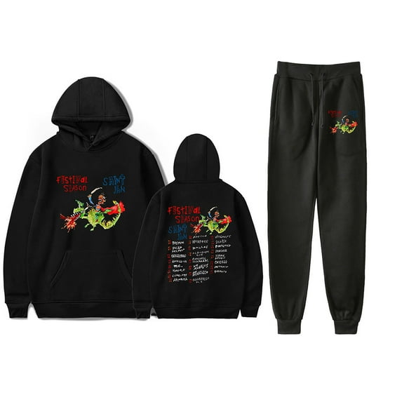Saint Jhn Festival Season Tour Sweatsuit Unisex Fall Suit Hip Hop Hoodies Jogger Pants Sets
