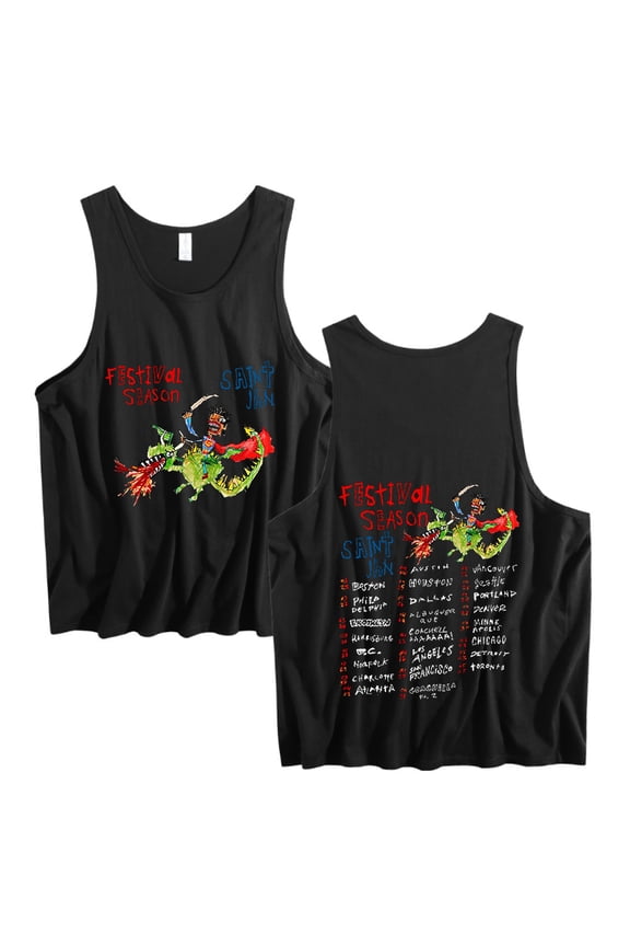 Saint Jhn Festival Season Tour Vest Hip Hop Sleeveless Casual Tank Tops Cool Singlet