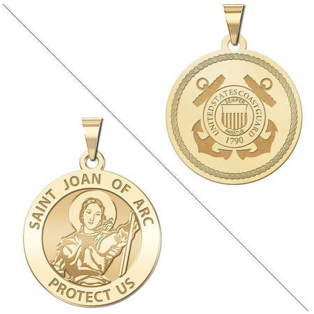 Saint Joan of Arc Doubledside COAST GUARD Religious Medal 1 Inch Solid 14K Yellow Gold