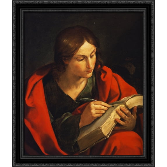 Saint John 28x34 Large Black Ornate Wood Framed Canvas Art by Guido Reni