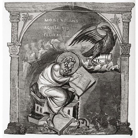 Saint John The Evangelist From The Gospel Book Given By Otto II to Aethelstan From The Book Short History of The English People by J.R. Green Published London 1893 Poster Print, 14 x 14