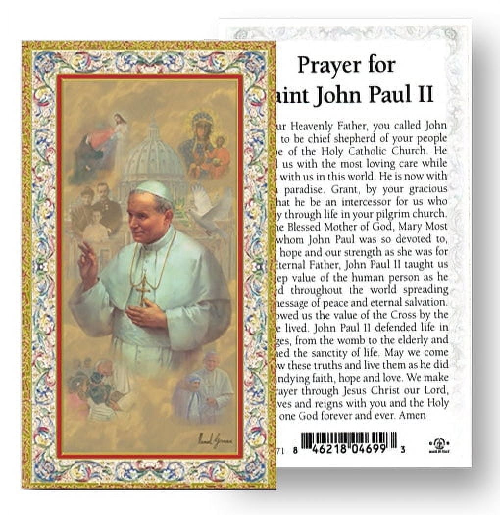 Saint John Paul II Gold-Stamped Catholic Prayer Holy Card with Prayer ...