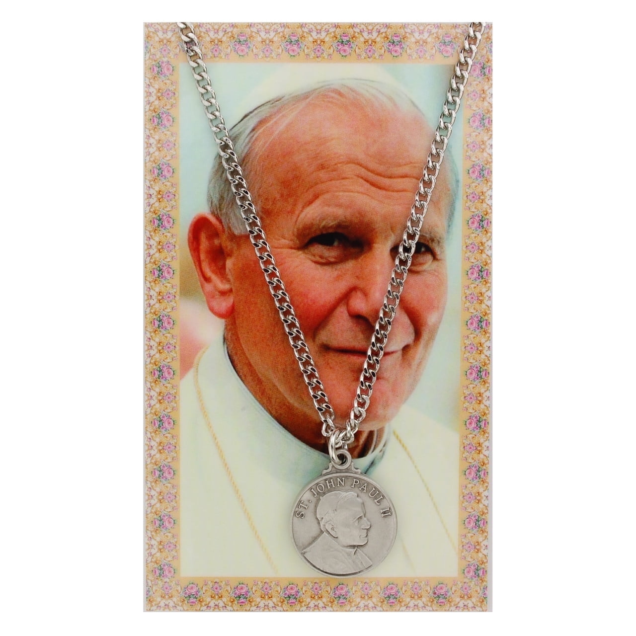 Saint John Paul II Pewter Medal on 24" Silver Tone Chain - Walmart.com