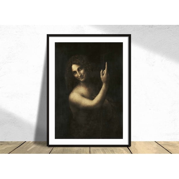 Saint John The Baptist Leonardo Da Vinci Reproduction Renaissance Decor Old Illustration Vintage Unframed Paper Print