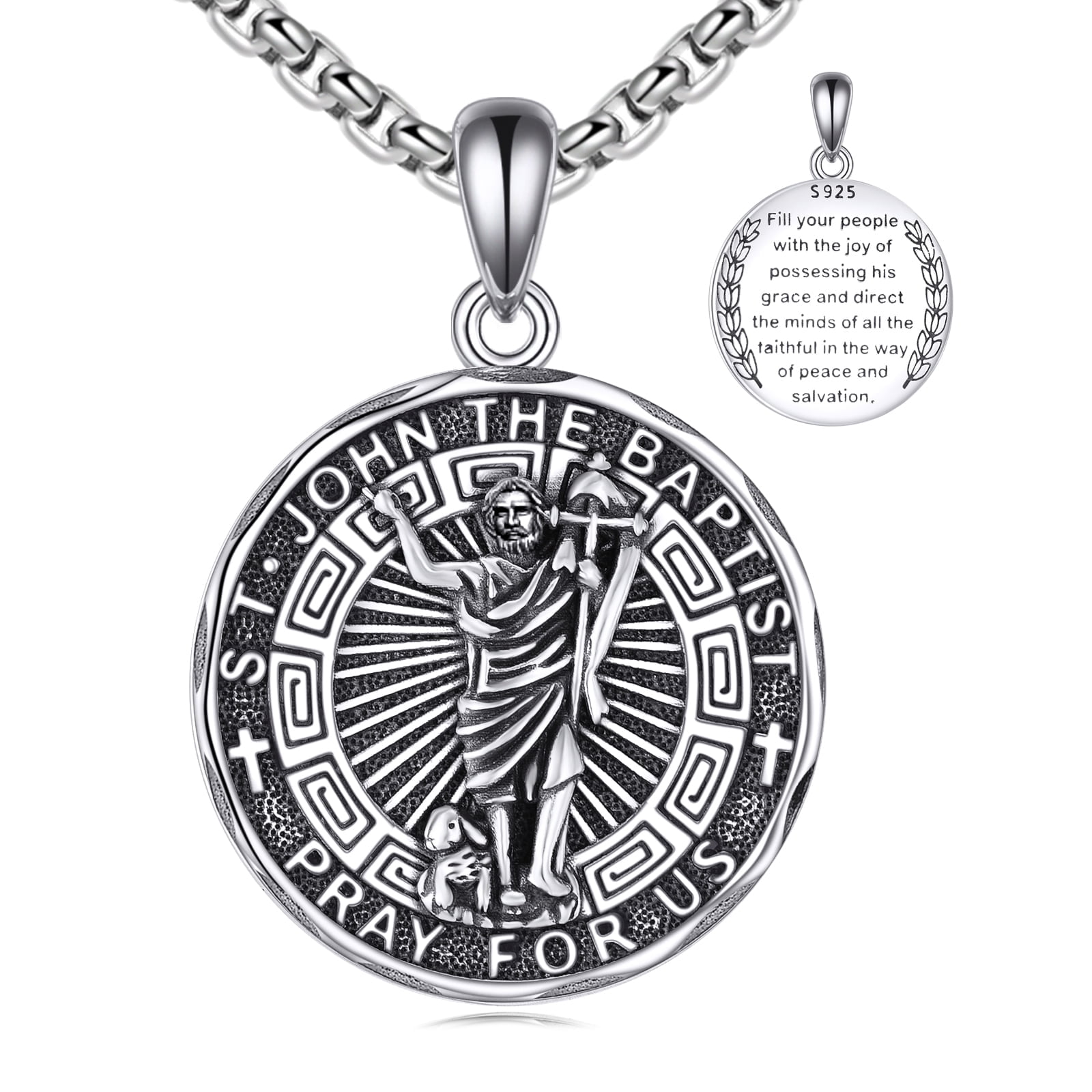 Saint John The Baptist Necklace Sterling Silver Religious Protector ...