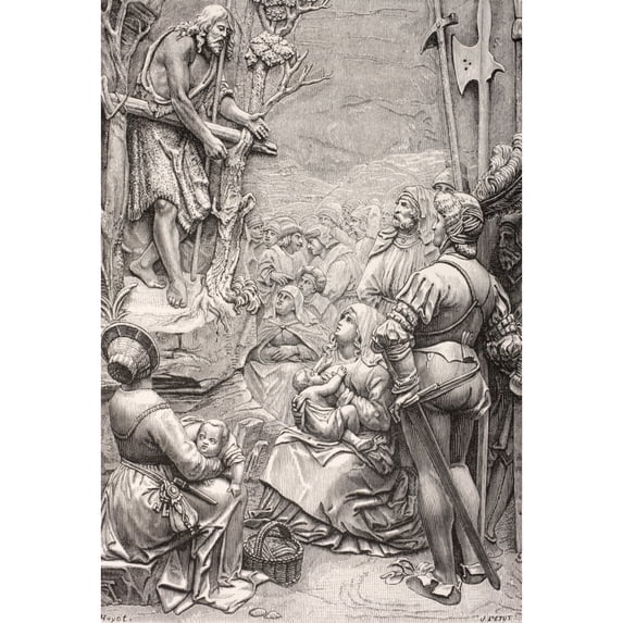 Saint John The Baptist Preaching In The Desert. After A Work By Albrecht D Poster Print