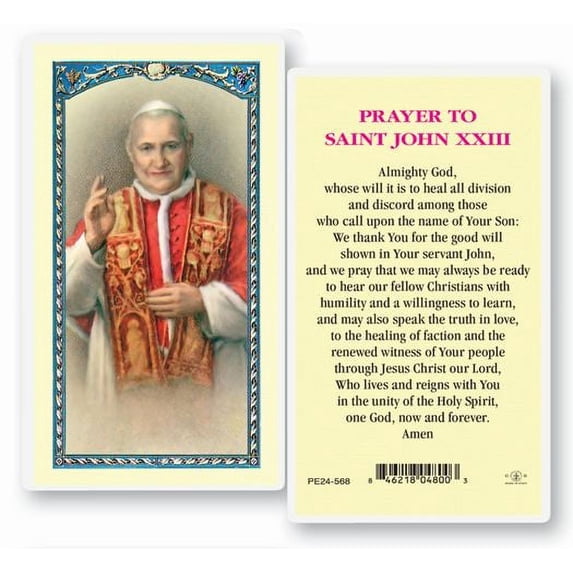 Saint John XXIII Laminated Catholic Prayer Holy Card with Prayer on ...