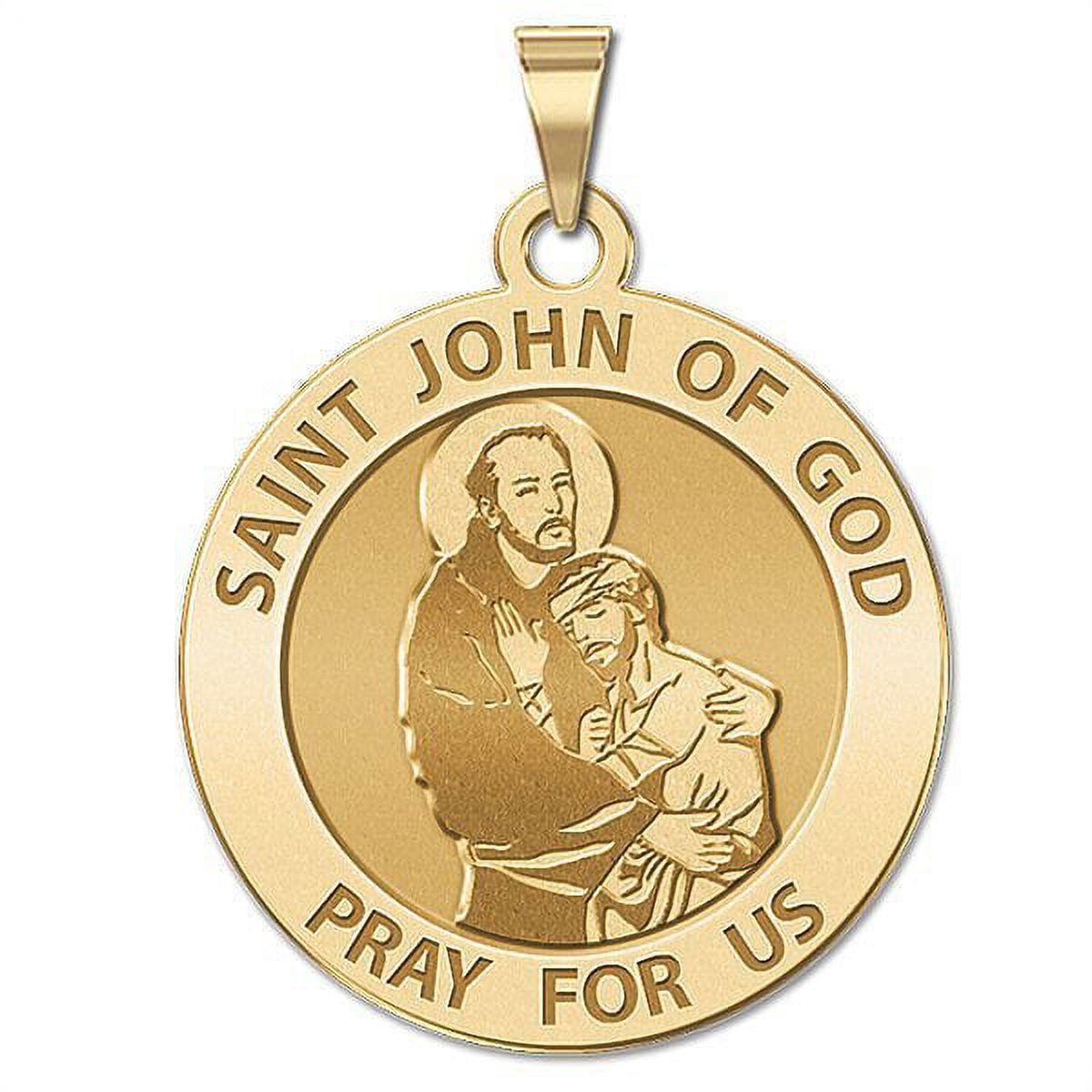 Saint John of GOD Religious Medal - 1 Inch Size of a Quarter -Solid 14K ...
