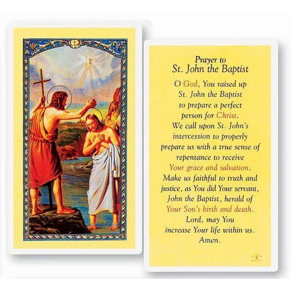 Saint John the Baptist Laminated Catholic Prayer Holy Card with Prayer ...