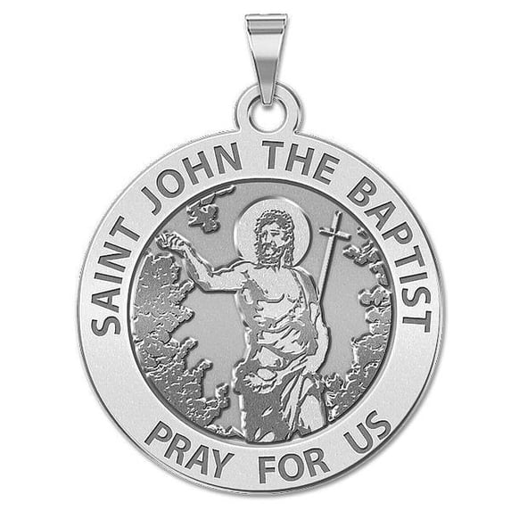Saint John the Baptist Religious Medal - 2/3 Inch Size of Dime, Sterling Silver