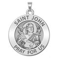 thumbnail image 1 of Saint John the Evangelist Religious Medal  - 3/4 Inch Size of a Nickel -Solid 14K White Gold, 1 of 1