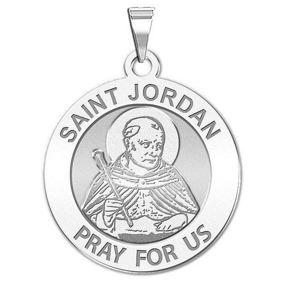 Saint Jordan Religious Medal - 1 Inch Size of a Quarter -Solid 14K White Gold