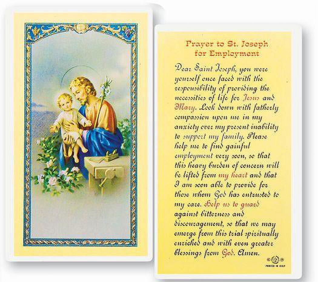 Saint Joseph Employment Prayer Laminated Catholic Prayer Holy Card With saint-joseph-employment-prayer-laminated-catholic-prayer-holy-card-with