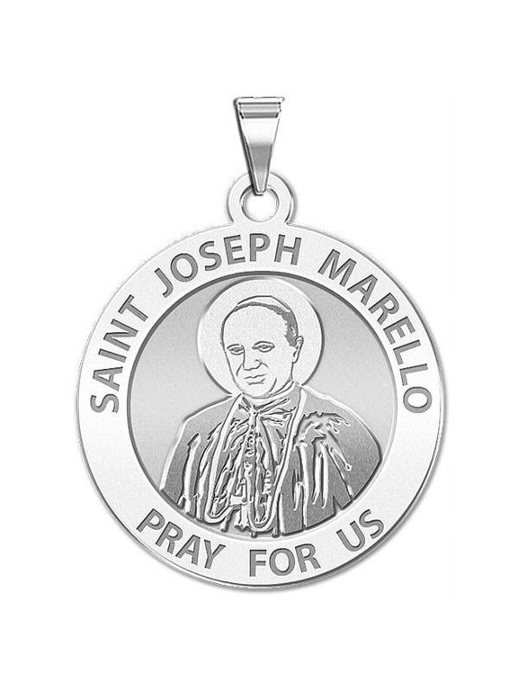 Saint Joseph Marello Religious Medal - 2/3 Inch Size of Dime, Solid 14K White Gold