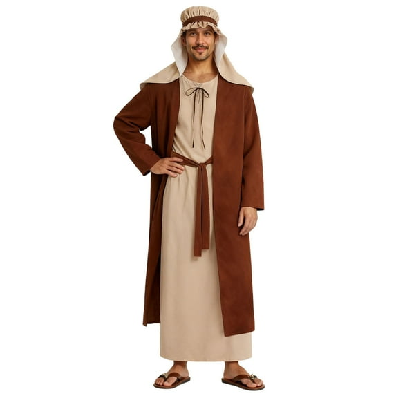 Saint Joseph Outfits Adult Biblical Shepherd Robe Set for Girls Men Women Christmas Nativity Play Robe