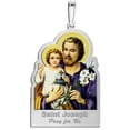 thumbnail image 1 of Saint Joseph Outlined Religious Medal Color - 3/4 inch Size of a Nickel -Solid 14K White Gold, 1 of 1