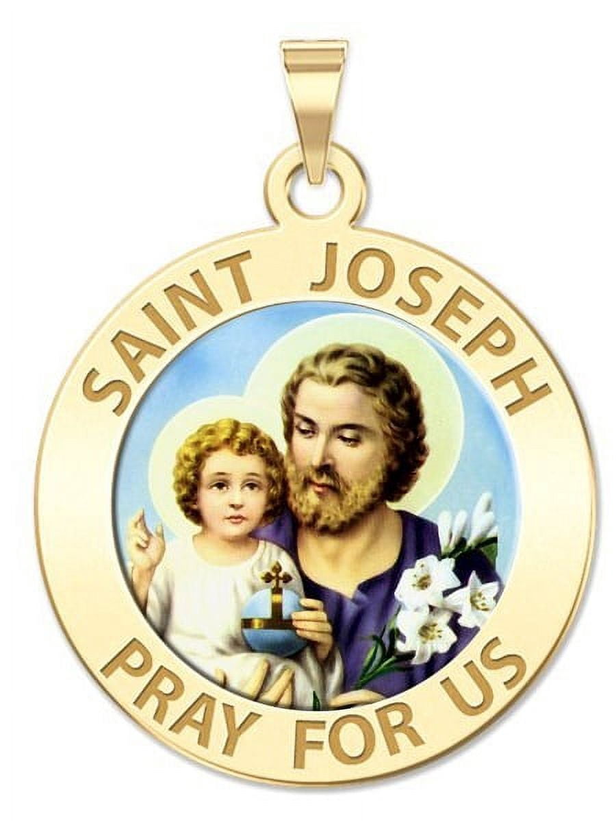 Saint Joseph Religious Medal - 1 Inch Size of a Quarter -Solid 14K ...