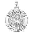 thumbnail image 1 of Saint Joseph Religious Medal  - 2/3 Inch Size of Dime, Solid 14K White Gold, 1 of 1