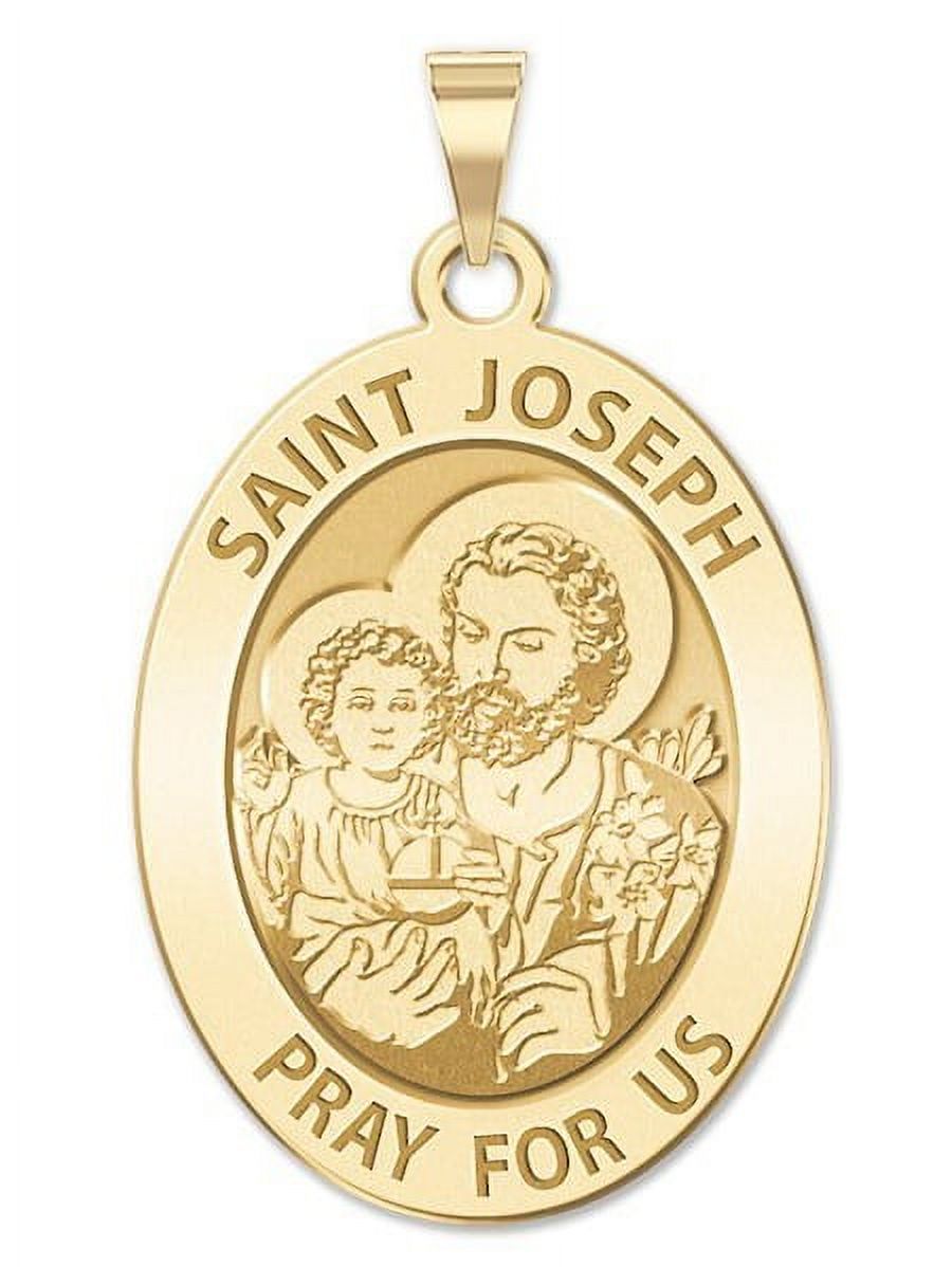 Saint Joseph Religious Oval Medal - 2/3 Inch X 3/4 Inch - Solid 14K ...