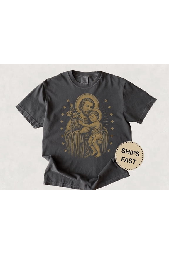 Saint Joseph Shirt, Catholic Mens T-Shirt, Christian Shirt, Comfort Colors Faith Shirt, Gift for Dad Grandpa Husband St Joseph Jesus Tee
