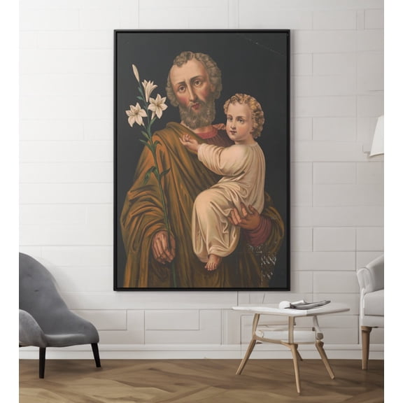 Saint Joseph With Baby Jesus Print, Christian Wall Art