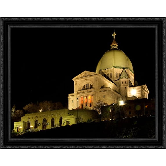 Saint Joseph's Oratory of Mount Royal 34x28 Large Black Ornate Wood Framed Canvas Art