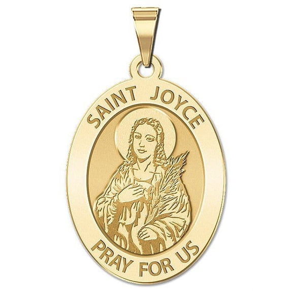 Saint Joyce Religious Medal - 2/3 Inch X 3/4 Inch -Solid 14K Yellow Gold