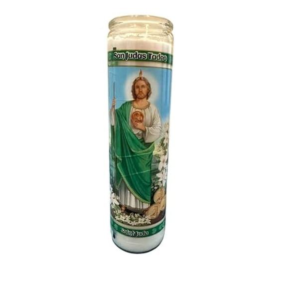 Saint Jude Devotional Candle - Vela para rezar San Judas Tadeo - Pack of 2 Candles 8" - paquete 2 velas de 8"