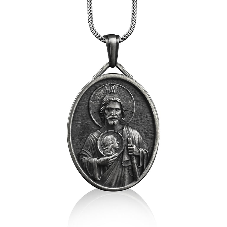 Men's Necklaces Saint Jude Thaddeus Medal Sterling Silver QC5690 St ...