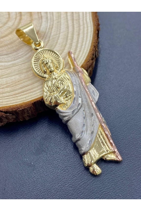 Saint Jude Pendant For Men / San Judas Pendant 2.5x1" / Mens Pendant / Dije de San Judas en Oro Lamindo Para Hombre