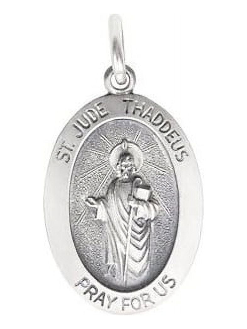 Saint Jude Religious Medal - Solid Sterling Silver, 1 1/4 Inch (32mm ...