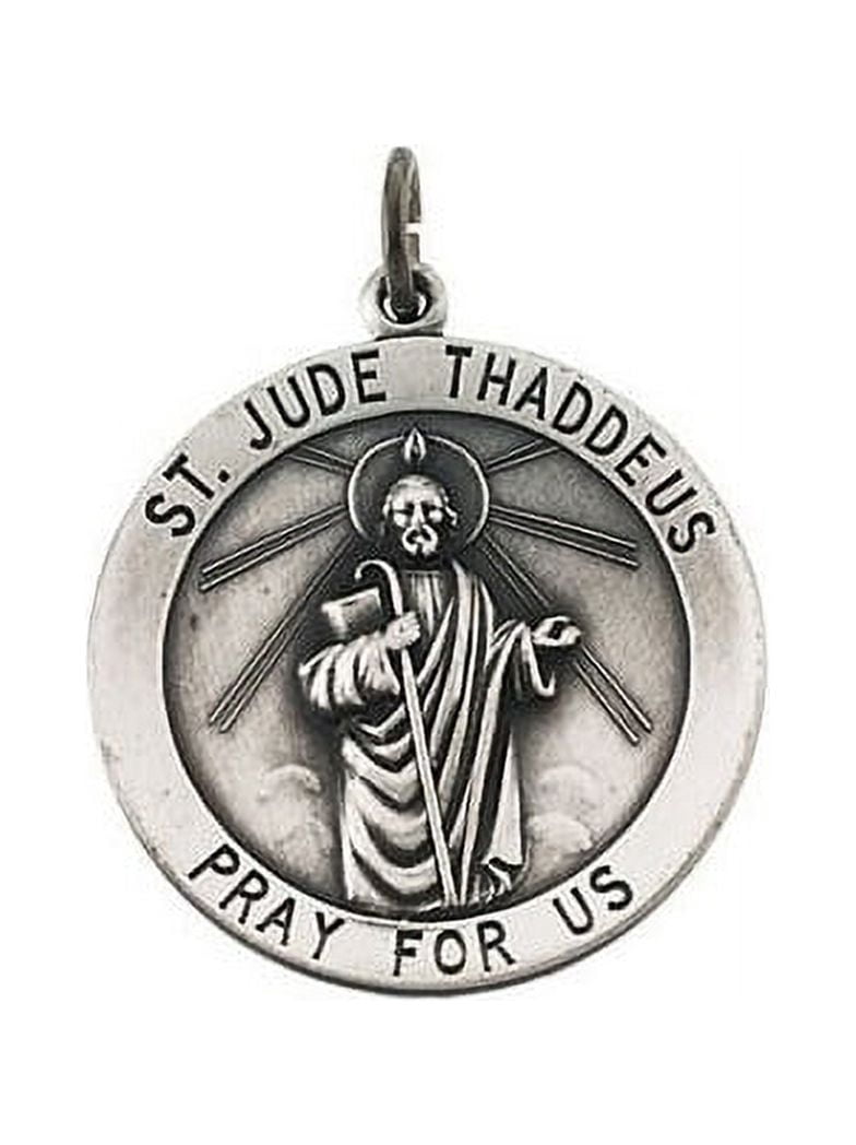 Saint Jude Religious Medal - over 3/4 inch (22mm) Sterling Silver ...