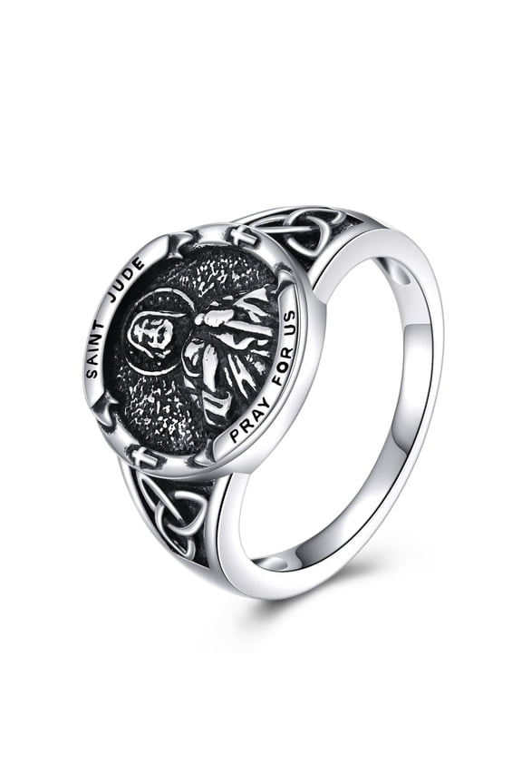 Saint Jude Ring for Men Sterling Silver St Jude Ring Religious Protect Jewelry Gifts Size 8 for Women Men