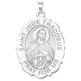 thumbnail image 1 of Saint Jude Scalloped Religious Medal - 3/4 Inch X 1 Inch - Sterling Silver, 1 of 2