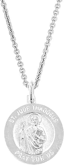 Saint Jude Thaddeus Necklace – 925 Sterling Silver Italian 19mm Medal ...